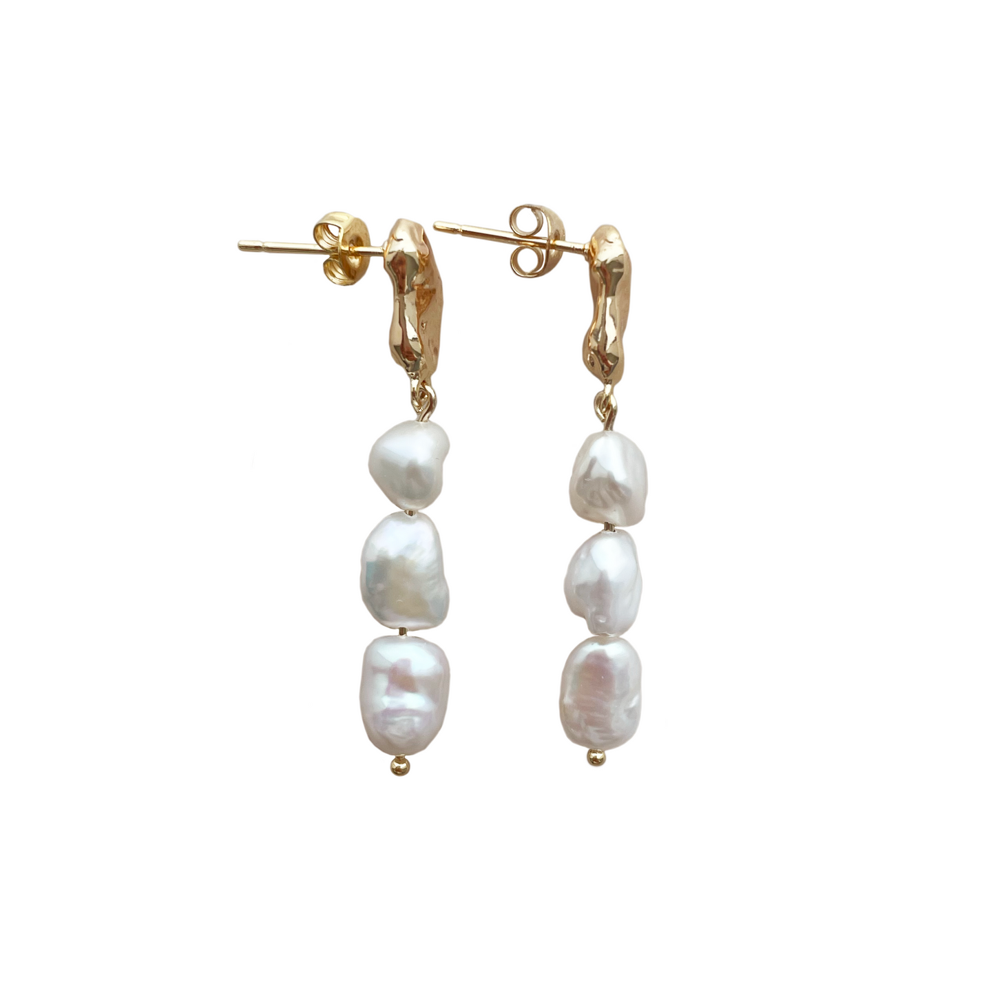 Pearl trio earrings — Gold