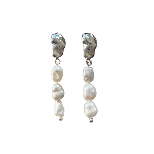 Pearl trio earrings — Silver