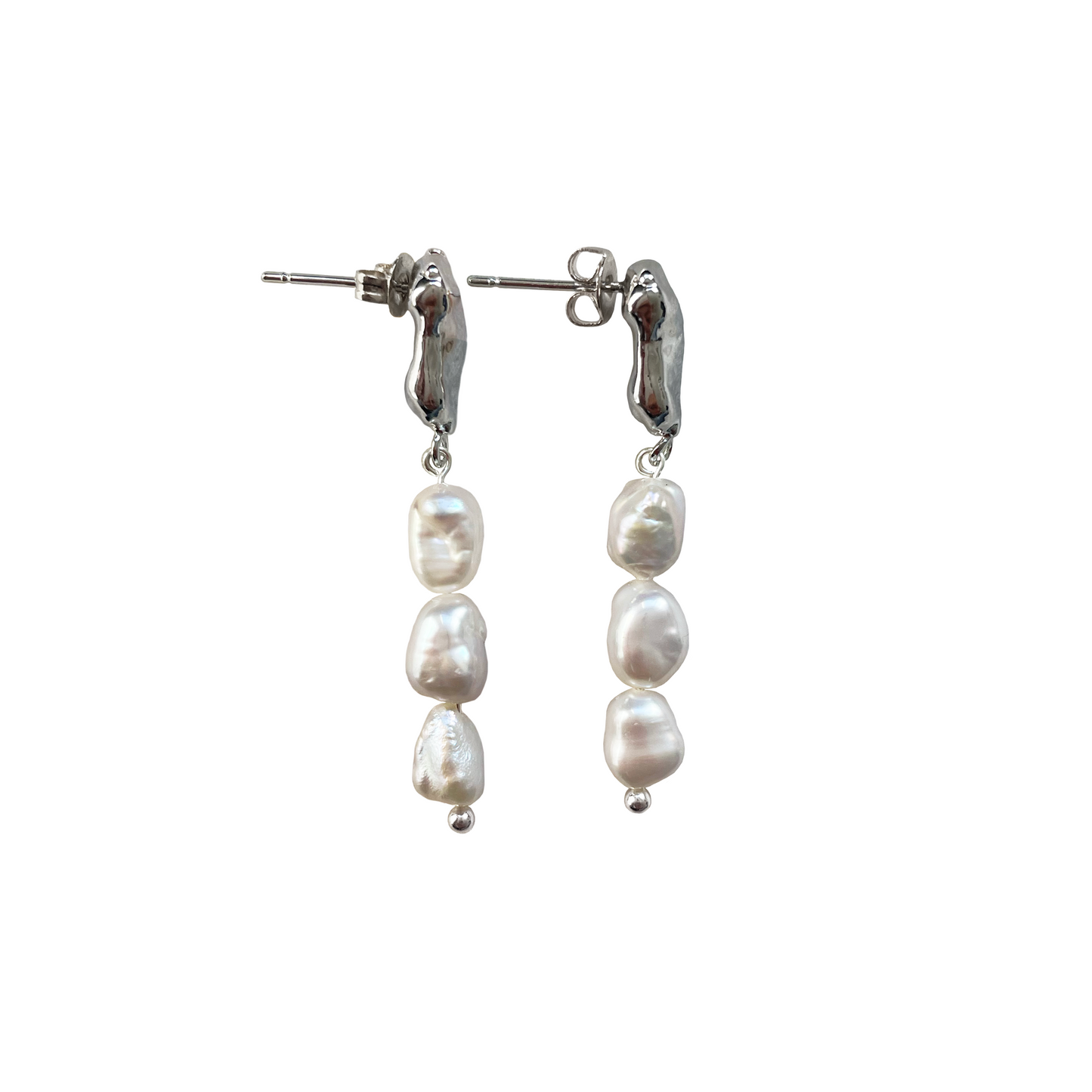 Pearl trio earrings — Silver