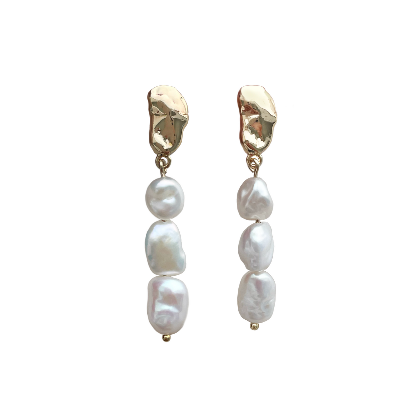 Pearl trio earrings — Gold